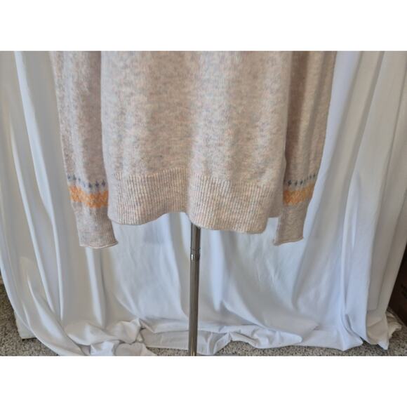 New J Crew Fair Isle Yoke Wool Alpaca Blend Pink Womens Sweater XS - Picture 3 of 9